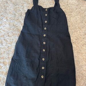 American Eagle Outfitters Black Midi Dress with Button Detail